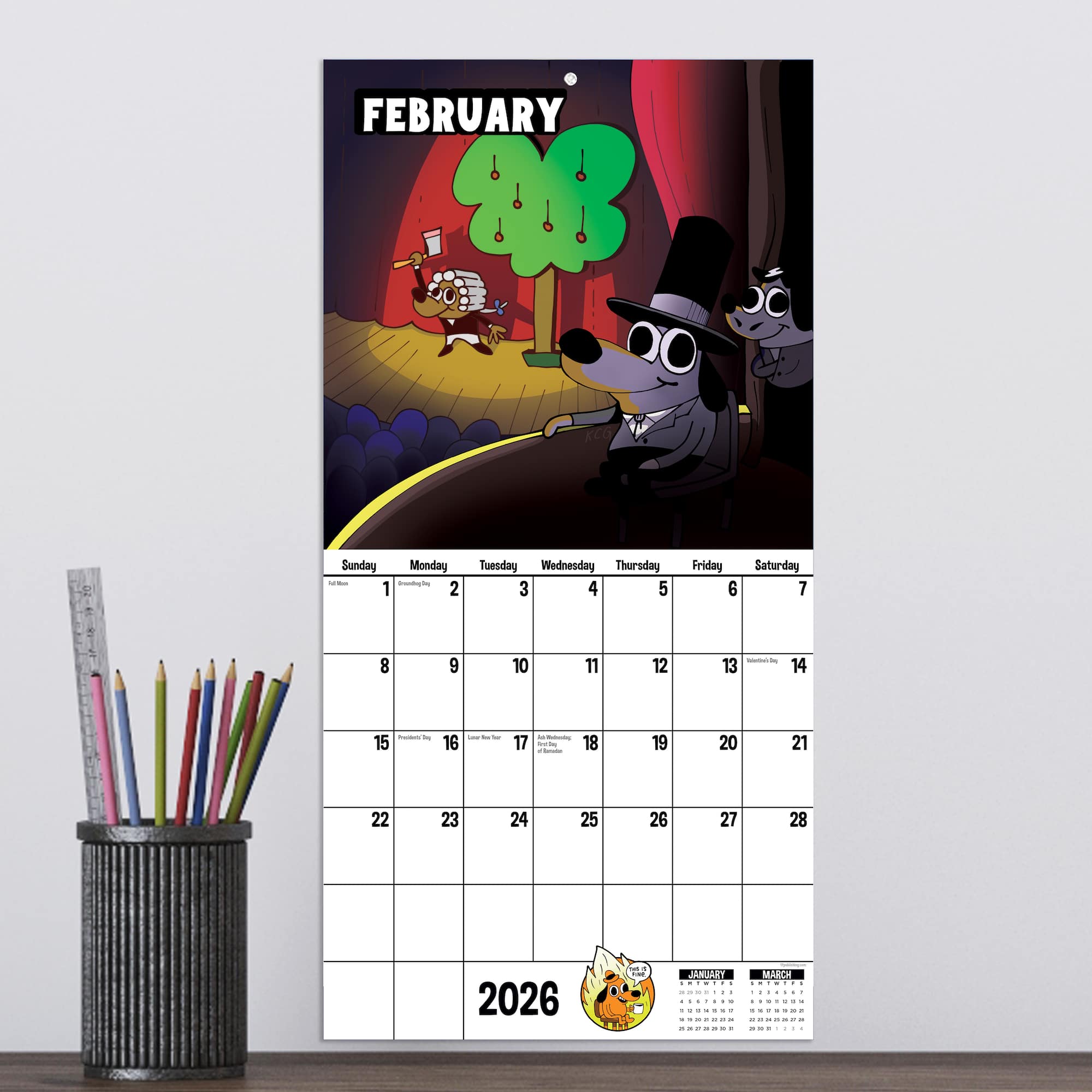 2026 THIS IS FINE Mini Calendar
